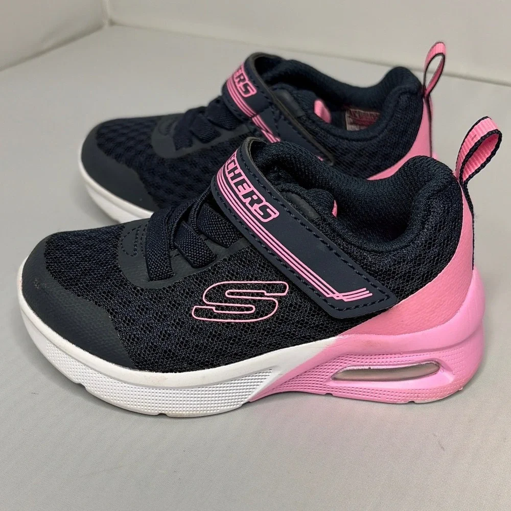 Skechers Toddler Microspec Max Navy Pink Sneakers 302343N Size 6
